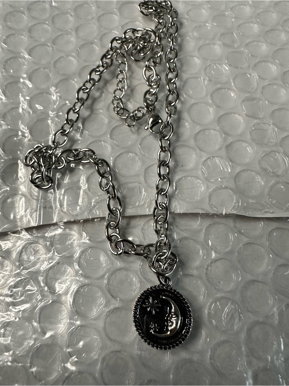 Silver Moon & Star Pendant Necklace - Women's Jewelry - Picture 2 of 2